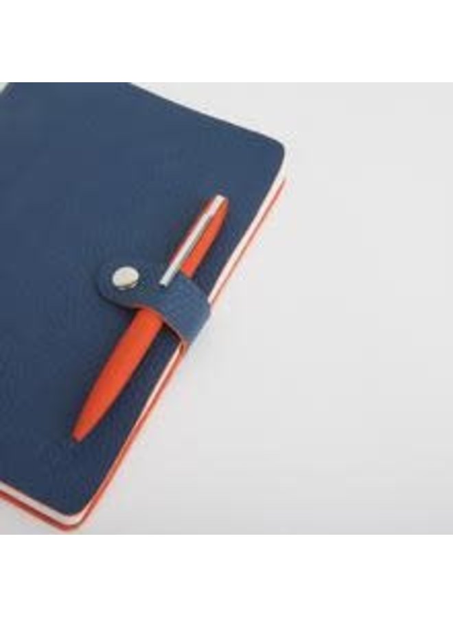 Navy and orange Vegan  Notebook with clasp lined paper 003