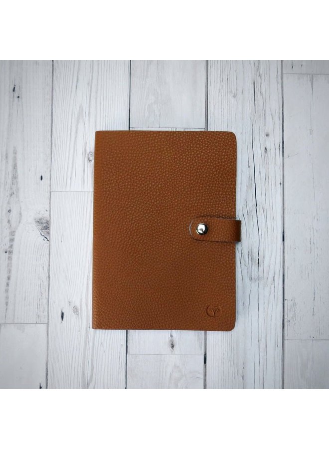 Tan  & light Blue Vegan Notebook with clasp lined paper 004