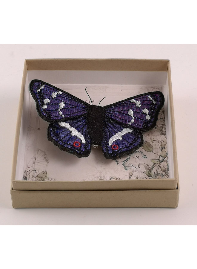 Purple Emperor British Butterfly Embroidered Brooch