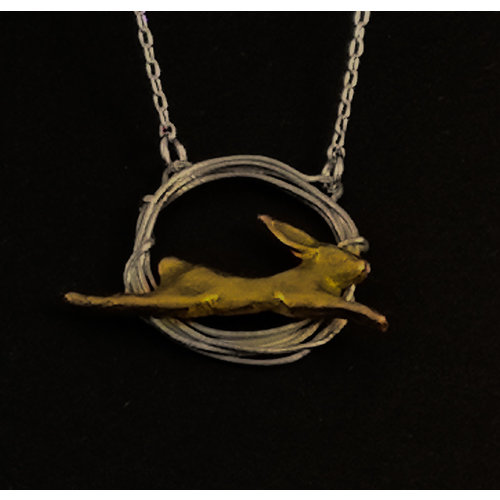 Xuella Arnold Leaping Hare in large circle necklace 24 Xuella Arnold Leaping Hare in large circle necklace 24