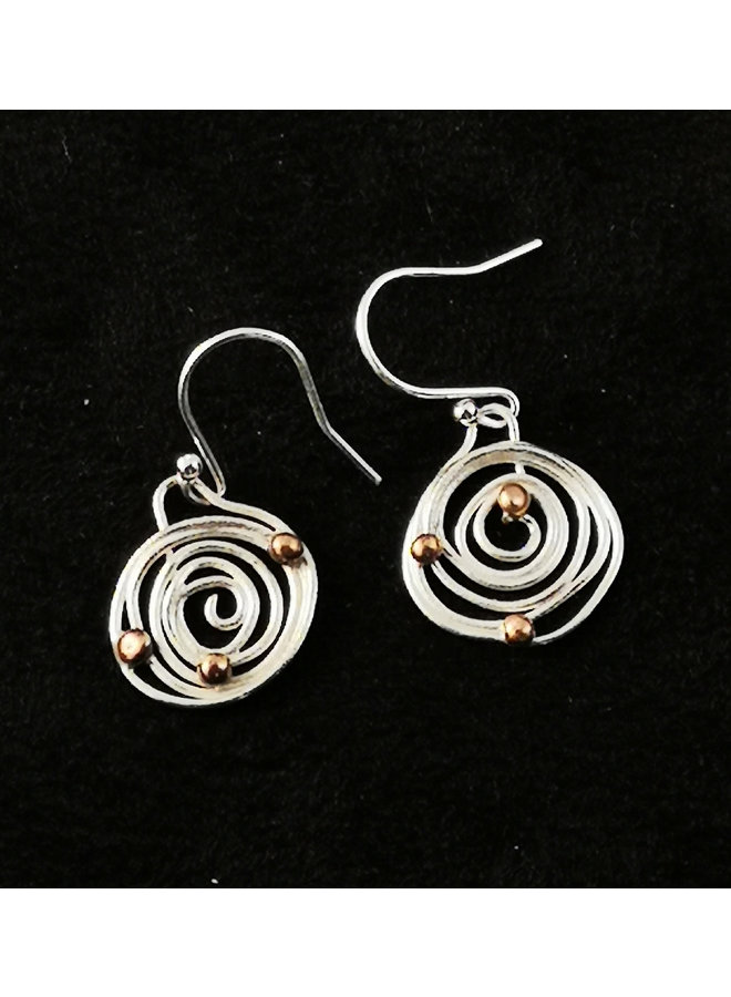 Squiggle and ball  circle drop earrings 31