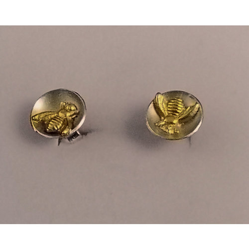 Xuella Arnold Tiny Bee in silver dome circle stud earrings 28 Xuella Arnold Tiny Bee in silver dome circle stud earrings 28