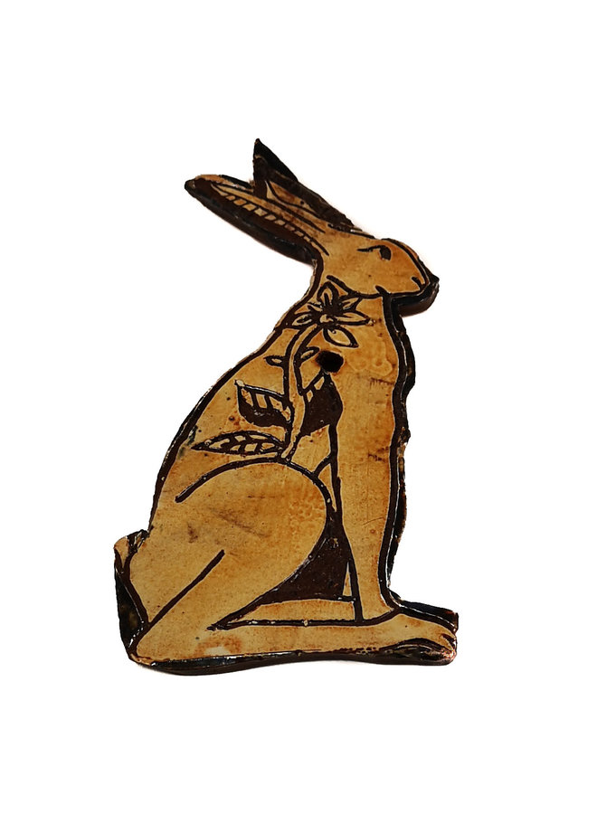 Hare with Sunflower slipware wall relief  022