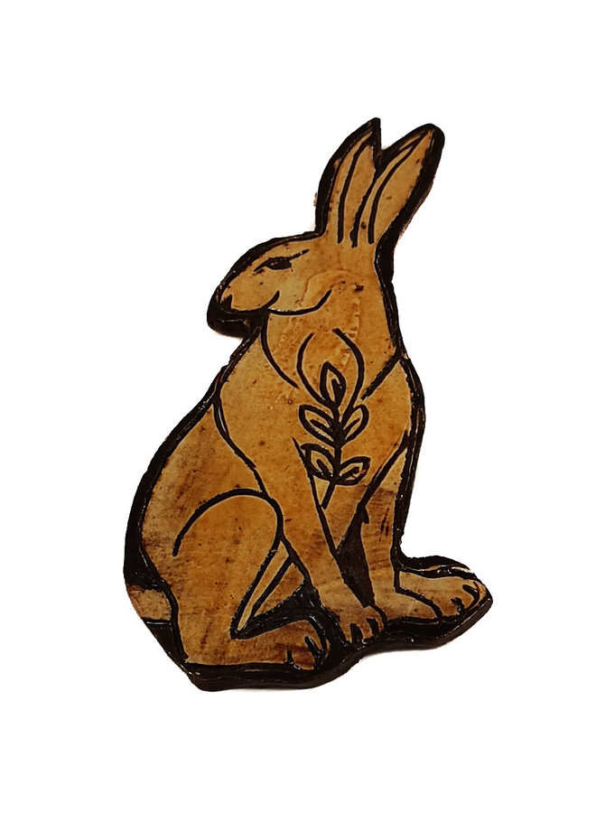 Hare with Leafy Branch slipware wall relief  023