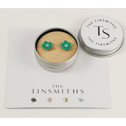 The Tinsmith Green Daisy Tiny Stud Pendientes en lata 57 The Tinsmith Green Daisy Tiny Stud Pendientes en lata 57