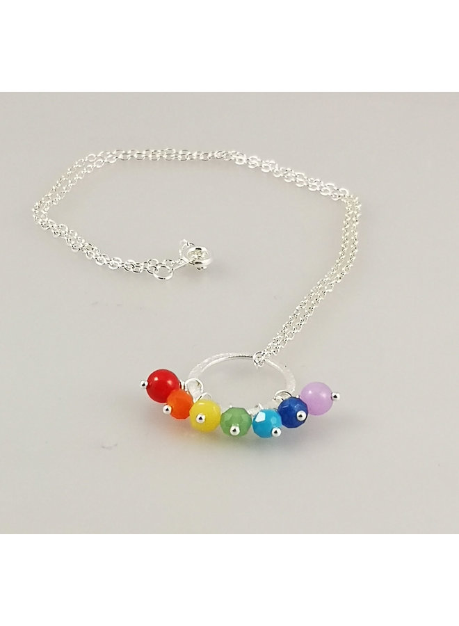 Rainbow Song silver plated hoop necklace 42