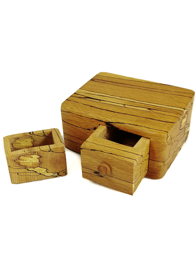 Einzelschublade aus Spalted Beech Wood Box mit geheimer Schublade 04