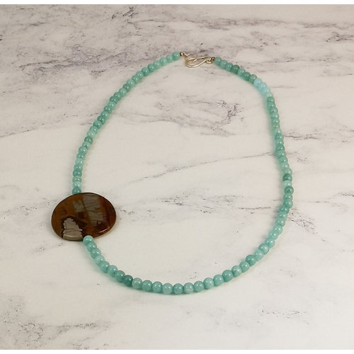 Melissa James Malay jade with landscape stone necklace 107 Melissa James Malay jade with landscape stone necklace 107
