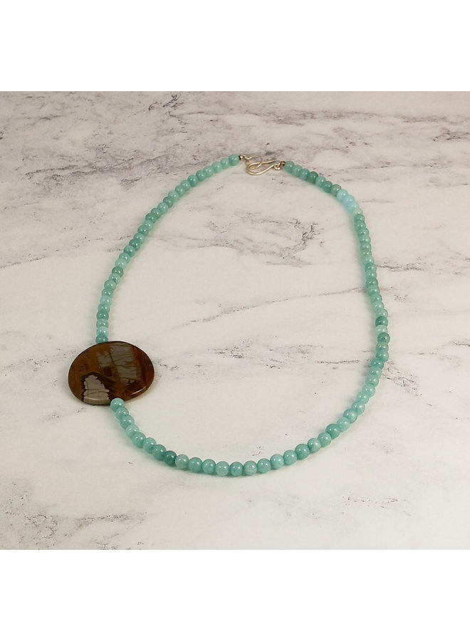 Malay jade with landscape stone necklace 107