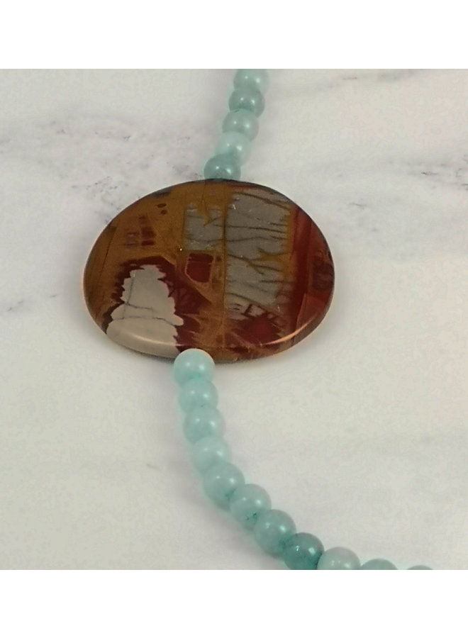 Malay jade with landscape stone necklace 107