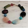 Flat multi stone and aqua necklace