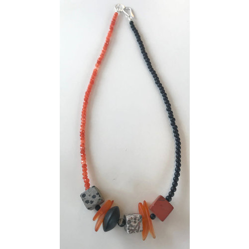 Melissa James Orange and black with cube stone necklace 108 Melissa James Orange and black with cube stone necklace 108