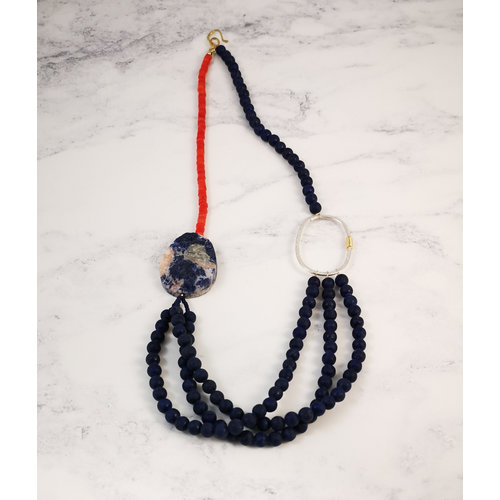 Melissa James Lapis 3 strand with soladite bead necklace 103 Melissa James Lapis 3 strand with soladite bead necklace 103