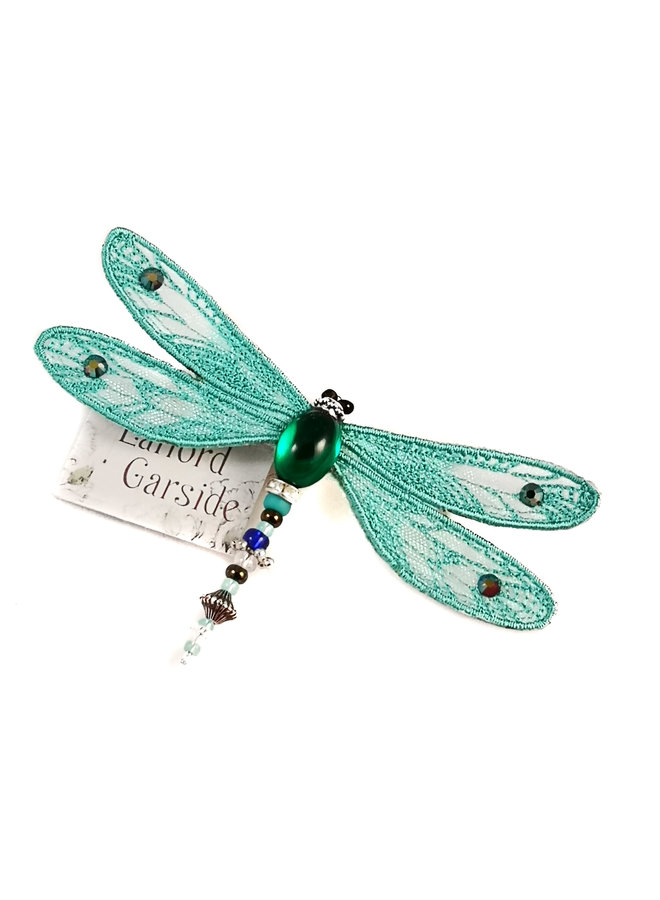 Dragonfly jewelled brooch turquoise 079