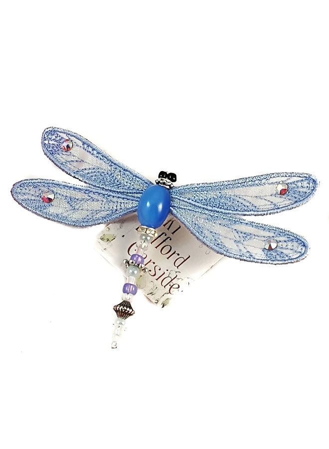 Dragonfly jewelled brooch pale blue 080