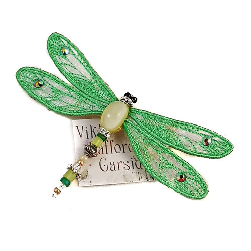 Vikki Lafford Garside Dragonfly jewelled brooch green 081 Vikki Lafford Garside Dragonfly jewelled brooch green 081