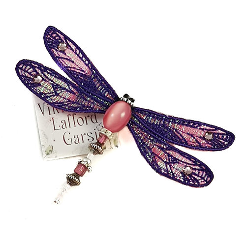 Vikki Lafford Garside Dragonfly juwelen broche paars & roze 082 Vikki Lafford Garside Dragonfly juwelen broche paars & roze 082