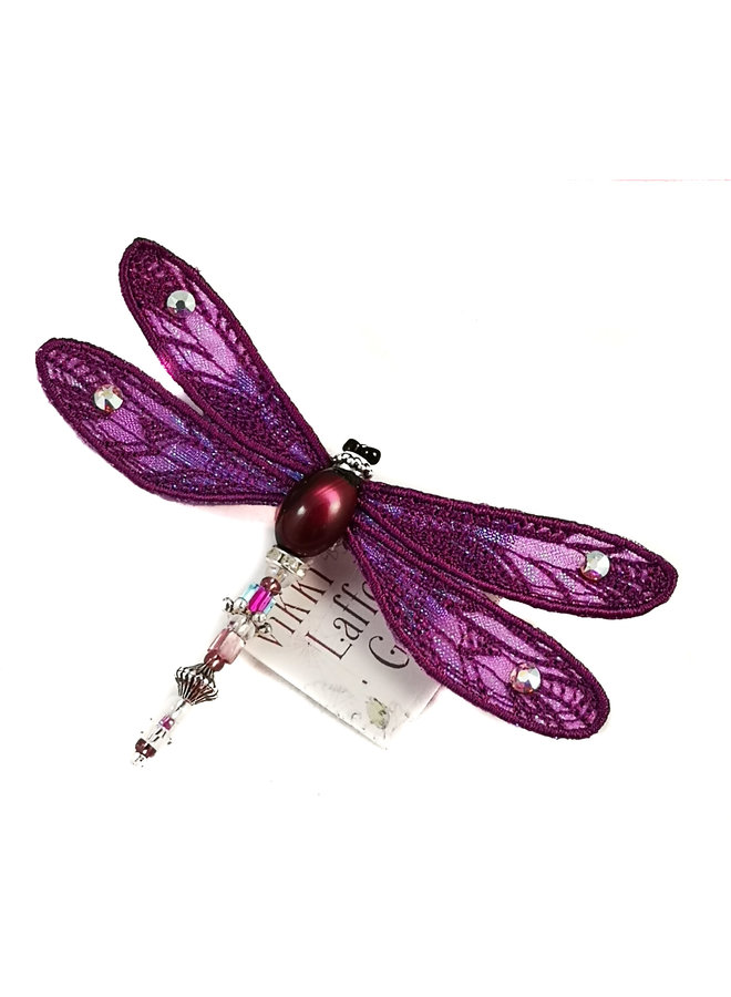 Dragonfly jewelled brooch violet  083