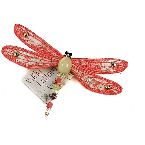 Vikki Lafford Garside Libelle juwelen broche koraal 084 Vikki Lafford Garside Libelle juwelen broche koraal 084