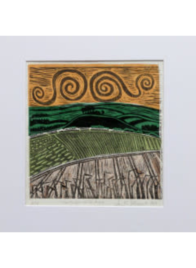 Over the Hills and Far Away A / P - Lino block Unframed 033