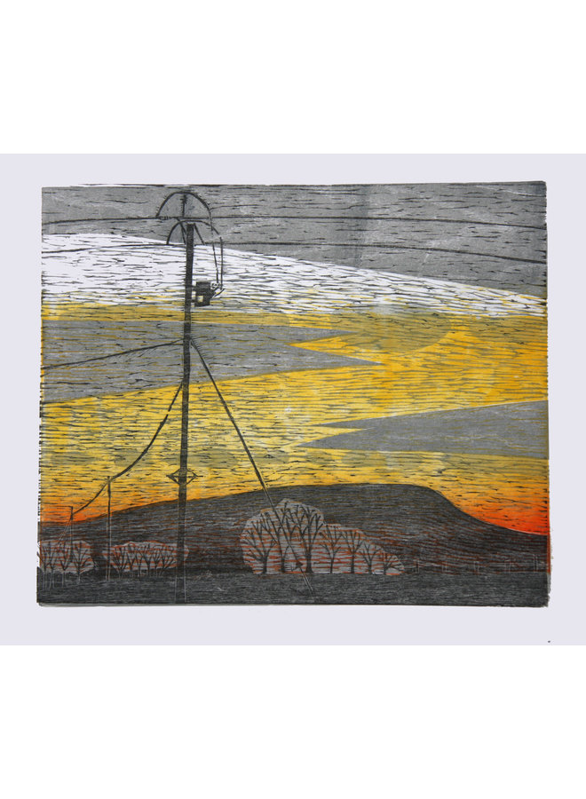Pendle Sunset, Red Lane, Colne - Ксилография без рамы 034