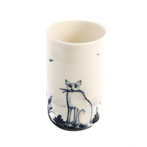 Mia Sarosi Katten porseleinen handbeschilderde posy pot 068 Mia Sarosi Katten porseleinen handbeschilderde posy pot 068