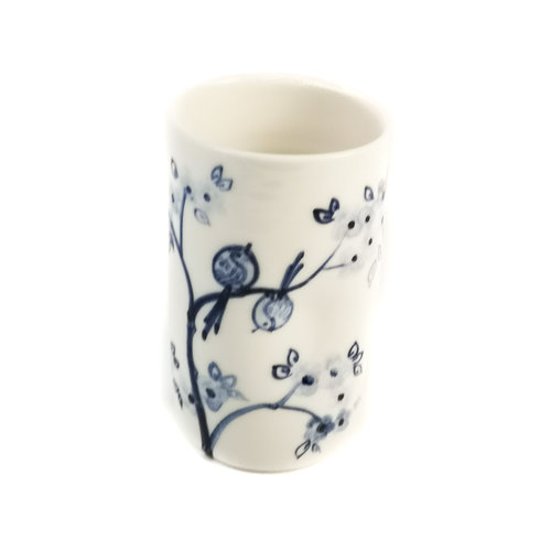 Mia Sarosi Kirschbaum mit Vögeln Porzellan handbemalten Blumenstrauß Topf 073 Mia Sarosi Kirschbaum mit Vögeln Porzellan handbemalten Blumenstrauß Topf 073