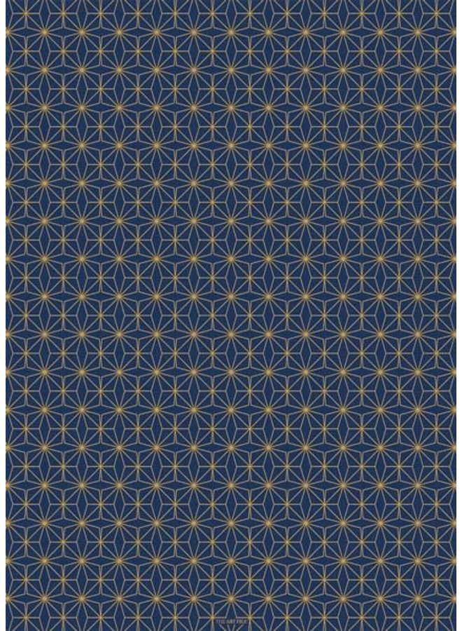 Papel de regalo geométrico azul oscuro y dorado 10