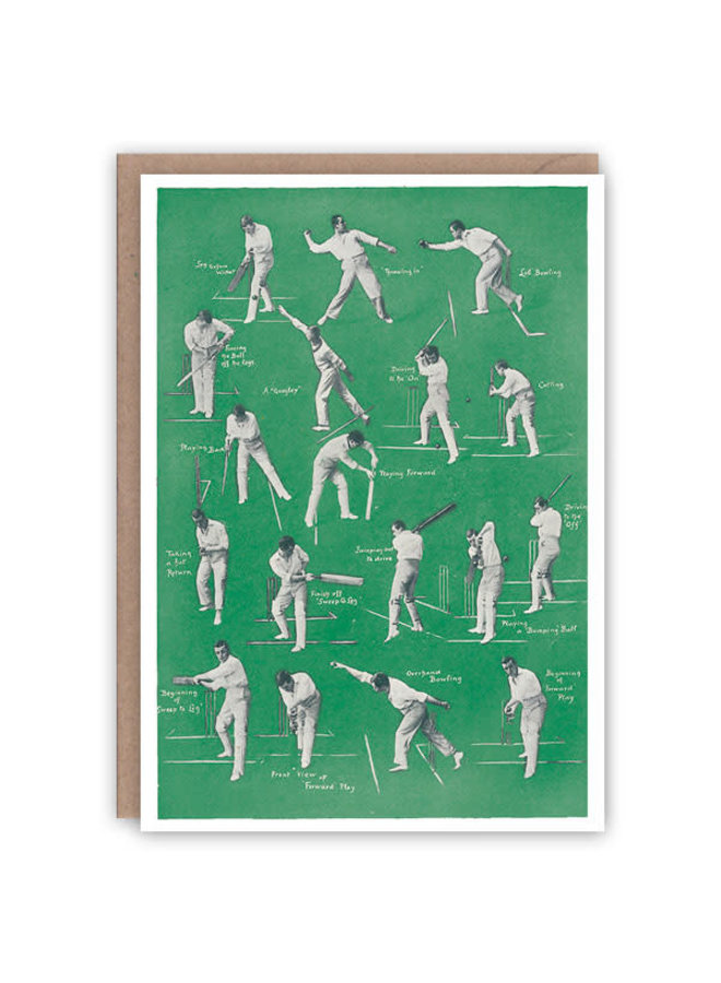 Carte de livre de modèle de cricket, de frappeur et de bowling