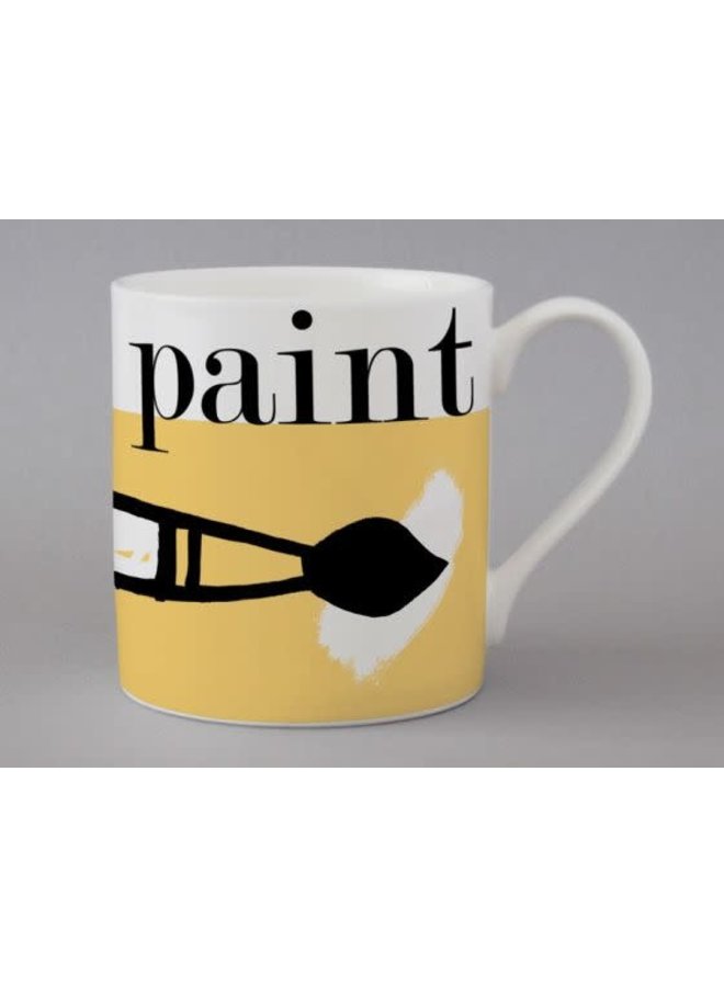 Peinture graphique grande tasse jaune 158