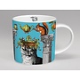 Menagerie Cat large  Blue mug bone china
