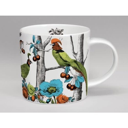 Repeat Repeat Menangerie Exotic Birds taza blanca grande 154 Repeat Repeat Menangerie Exotic Birds taza blanca grande 154