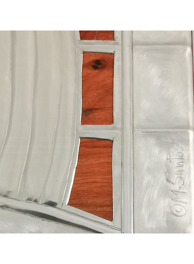 Caja con bisagras de peltre rosa y madera 11 secciones 025