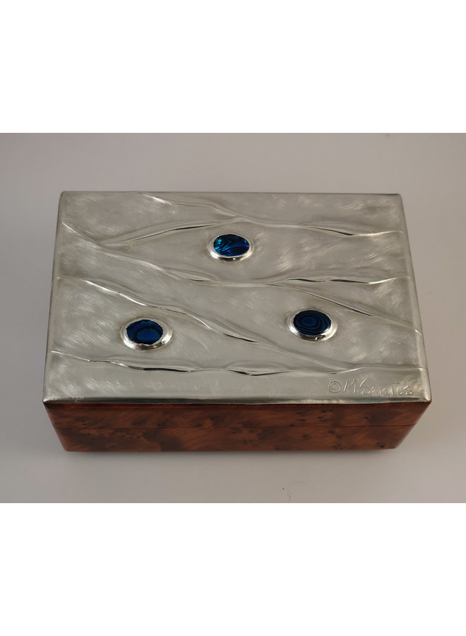 Rippling Water Pewter and wood hinged box 029