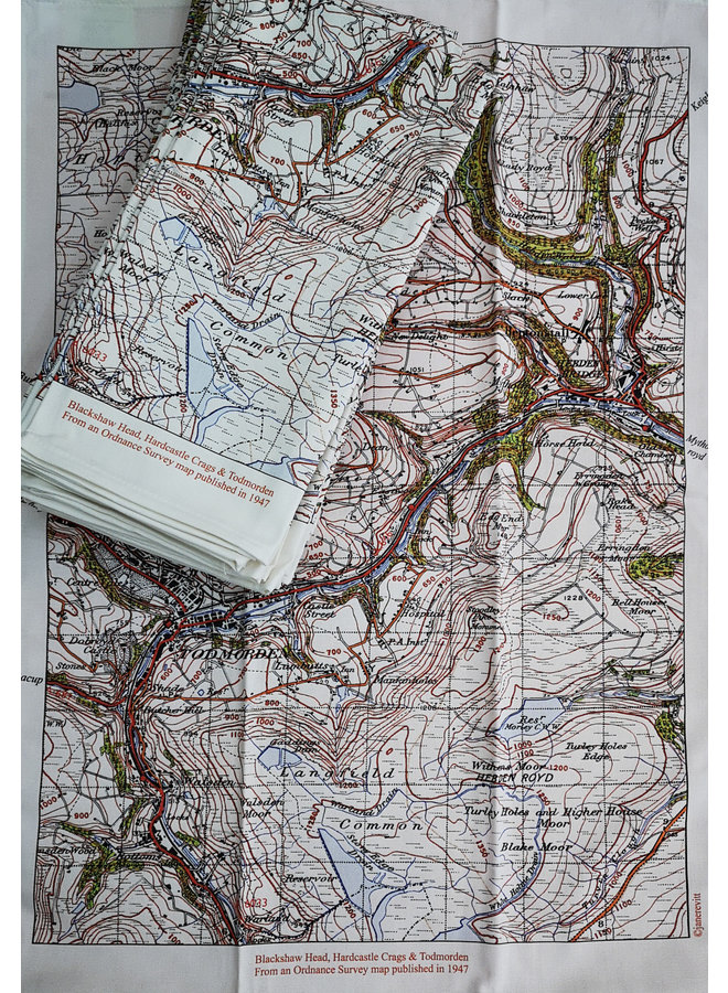 Todmorden , Blackshaw Head, Hardcastle Craggs Map  1947 T. Towel 02