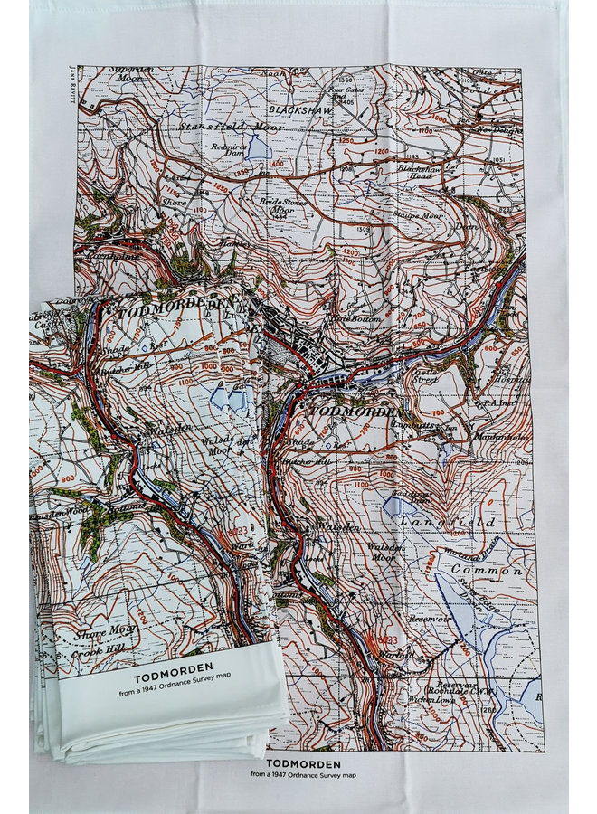 Todmorden Center Map 1947 T. Serviette 01