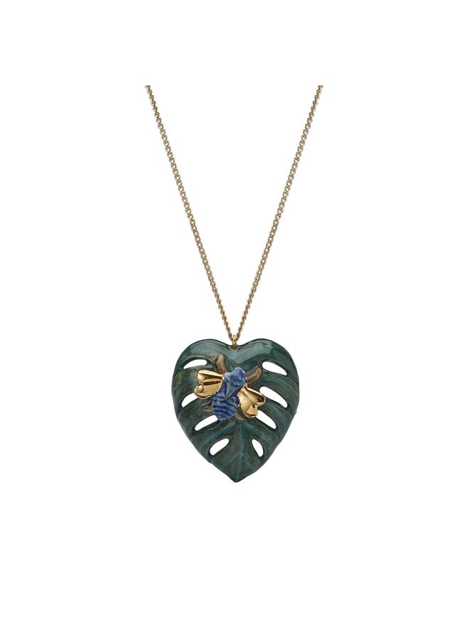 Palm Leaf с жемчужным ожерельем, ручная роспись 091