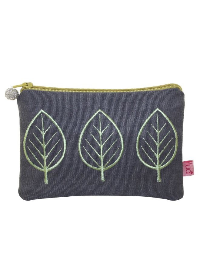 Three Leaf Embroidered coin purse Grey 440