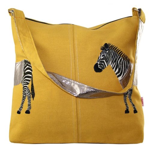 LUA Zebra Applique grote schoudertas Ochre 411 LUA Zebra Applique grote schoudertas Ochre 411