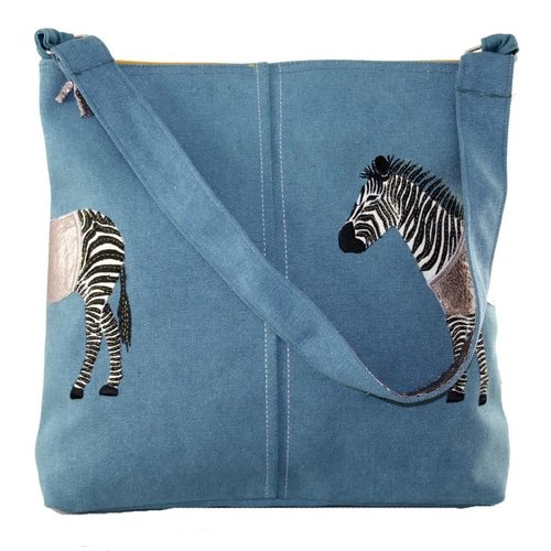 LUA Zebra Applique große Umhängetasche Benzin 410 LUA Zebra Applique große Umhängetasche Benzin 410