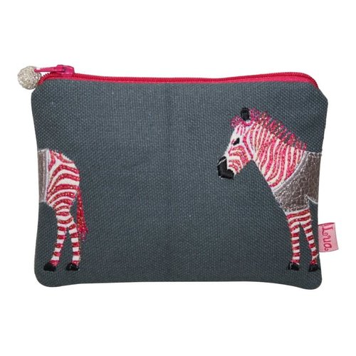 LUA Zebra appliqued coin purse Grey and Pink 436 LUA Zebra appliqued coin purse Grey and Pink 436