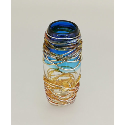 Allister Malcolm Glass Golden Trailing Vase Blue 24 Allister Malcolm Glass Golden Trailing Vase Blue 24