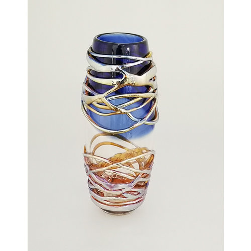 Allister Malcolm Glass Gouden hangende vaas paars 21 Allister Malcolm Glass Gouden hangende vaas paars 21