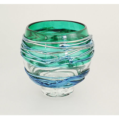 Allister Malcolm Glass Green and Platinum Trailing Bowl 28 Allister Malcolm Glass Green and Platinum Trailing Bowl 28