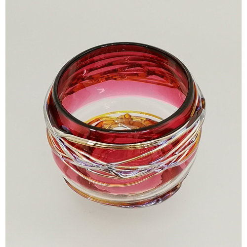 Allister Malcolm Glass Rose and Gold Trailing Bowl 25 Allister Malcolm Glass Rose and Gold Trailing Bowl 25