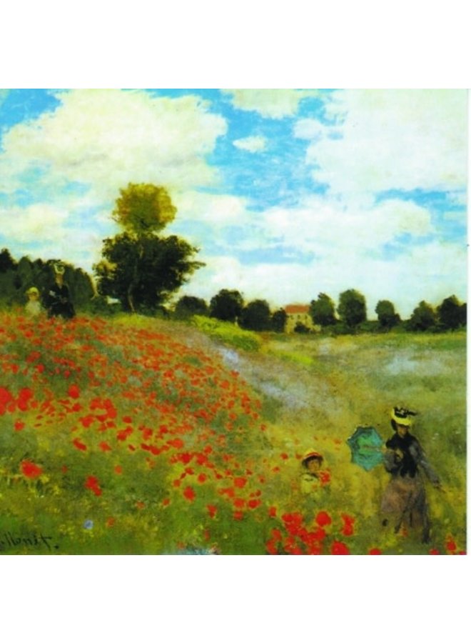 Campo de amapolas de Monet 140x140mm tarjeta