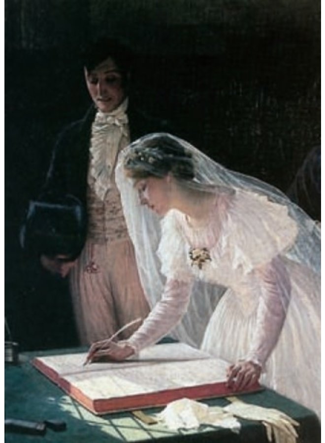 Signature du registre par Edmond Blair Leighton carte 140 x 180 mm