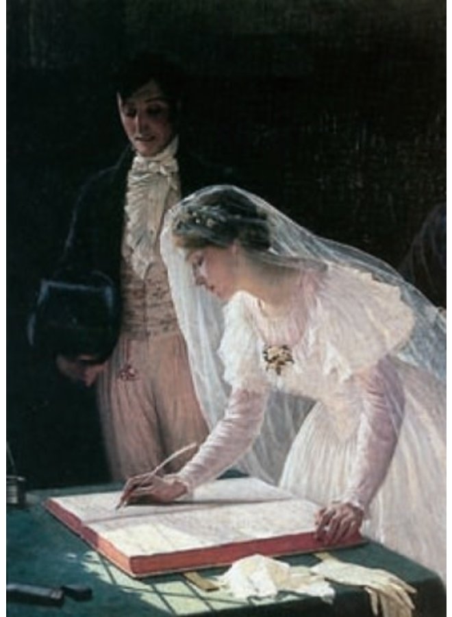 Signing the Register by Edmond Blair Leighton   140 x 180mm card
