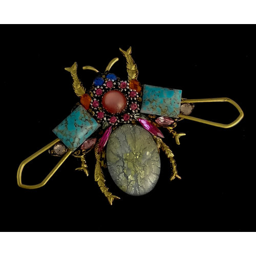 Annie Sherburne Bug grote broche met roze centrum 203 Annie Sherburne Bug grote broche met roze centrum 203