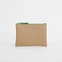 Porte-monnaie beige sable avec fermeture éclair verte 043